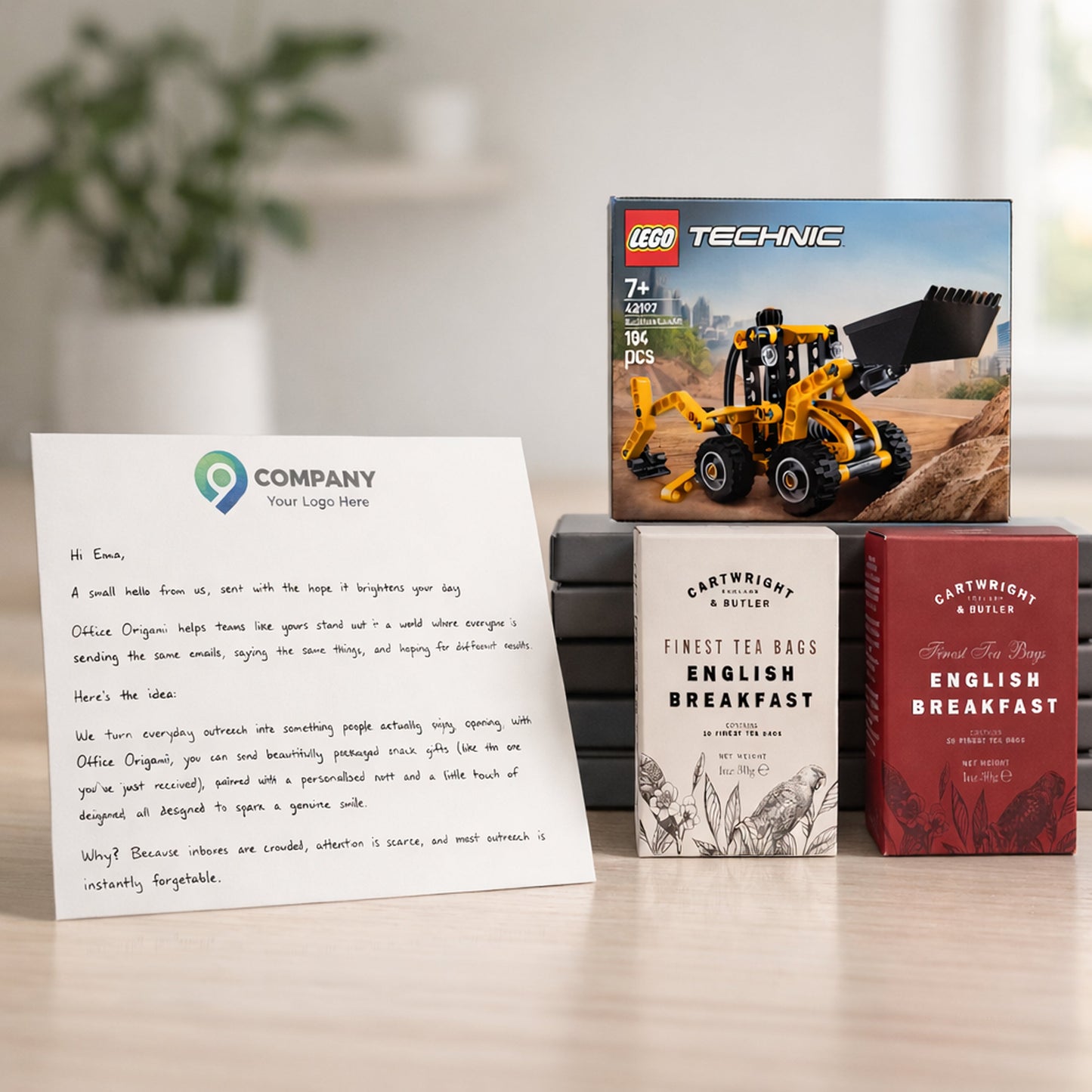 Lego Technic Loader + Tea Set + A4 Letter (USA)