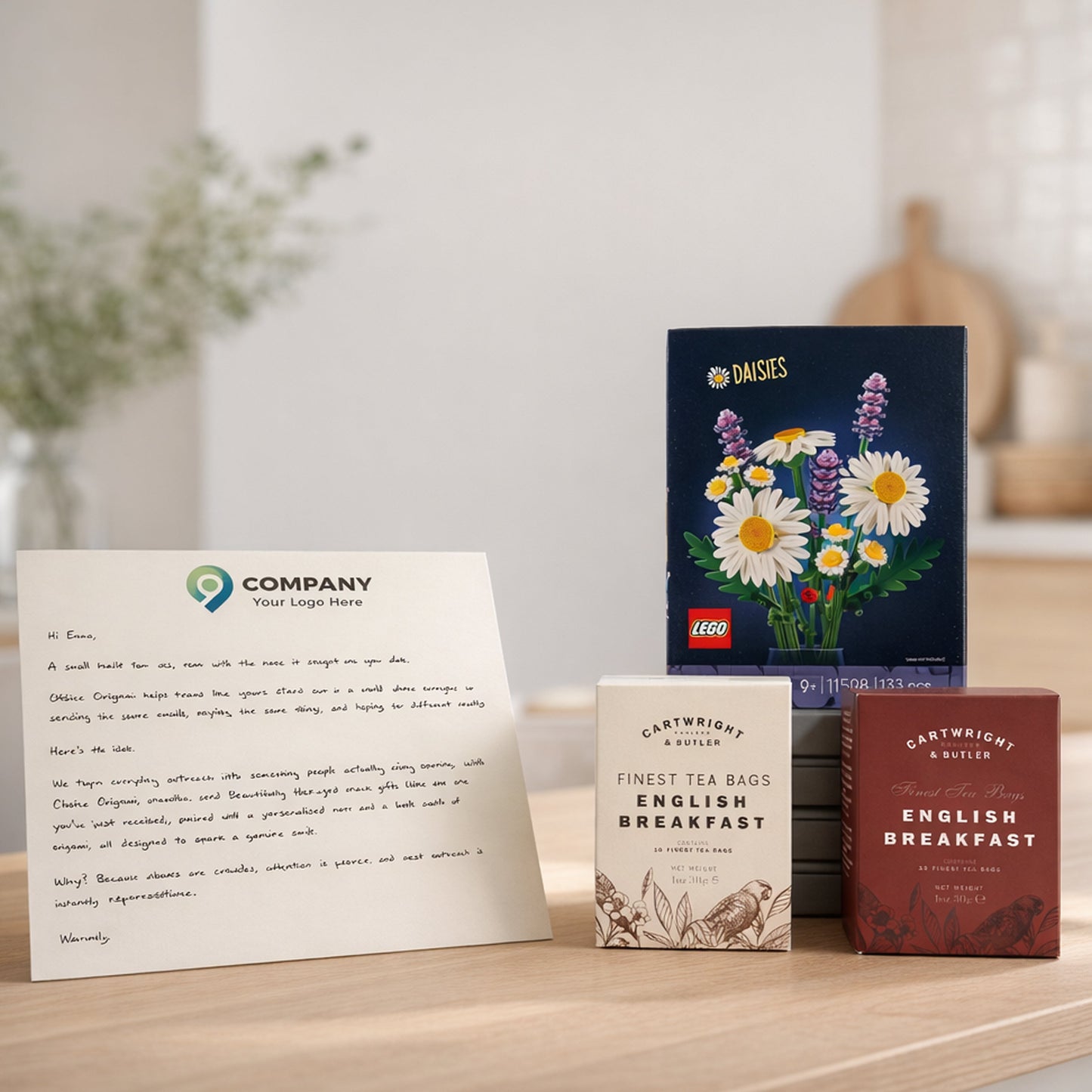 Lego Botanicals Daisies + Cookies, Fudge, Tea + A4 Letter